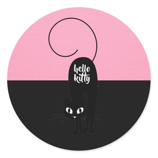 Hello Kitty, Two Tone Pink and Black Classic Round Sticker