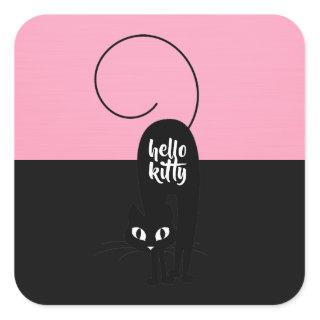 Hello Kitty, Two Tone Pink and Black Square Sticker