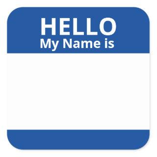 Hello My Name is Blue and White Name Tag Stickers