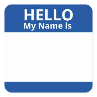 Hello My Name is Blue and White Name Tag Stickers