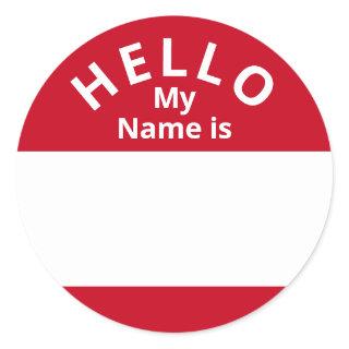 Hello My Name is Red and White Name Tag Stickers