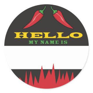 Hello name tag chili peppers cookoff