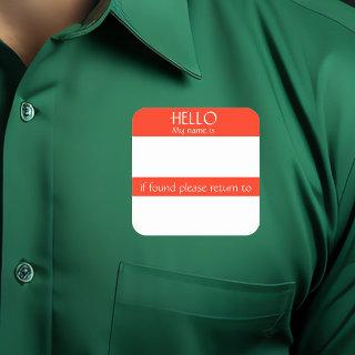 Hello Name Tag Sticker Badge Funny Party humor