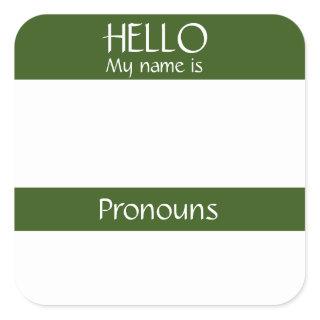 Hello Name Tag Sticker Badge Pronouns are