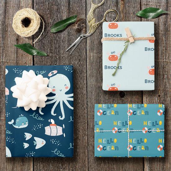Hello Ocean Octopus and Fish Nautical Blue Kid  Sheets