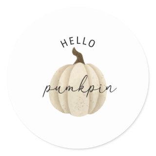 Hello Pumpkin - Fall, autumn Classic Round Sticker