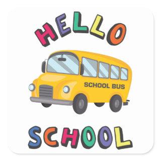 Hello School Square Sticker