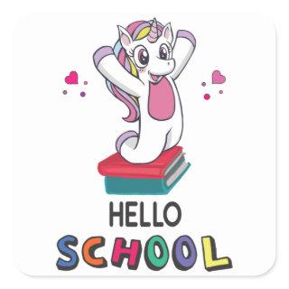 Hello School Square Sticker