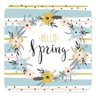 Hello Spring. Spring Flowers Easter Gift Stickers