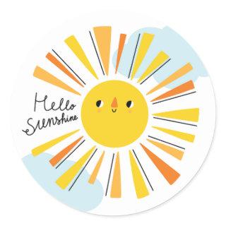 Hello Sunshine Baby Shower Classic Round Sticker
