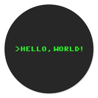 Hello World Computer Programming Classic Round Sticker