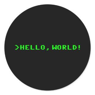 Hello World Computer Programming Classic Round Sticker