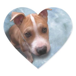 Hemi the Pit Bull Puppy Heart Sticker