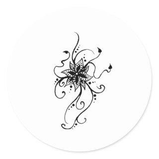 Henna Flower in Vines Classic Round Sticker