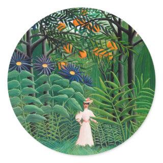 Henri Rousseau - Woman Walking in an Exotic Forest Classic Round Sticker