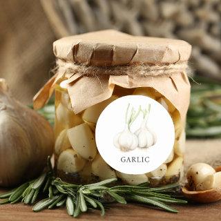 Herb Garlic Watercolor  Classic Round Sticker