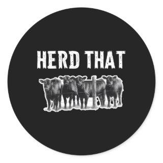 Herd T Black Angus Cow Classic Round Sticker