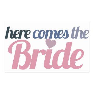 Here comes the bride rectangular sticker