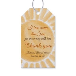 Here Comes the Son Sunshine Ray Yellow Baby Shower Gift Tags