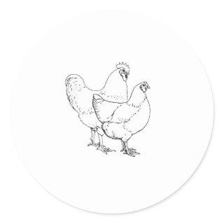 Heritage Breed Chickens - Rooster and Hen Classic Round Sticker