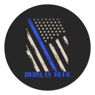 Hero In Blue Police Officer Badge Back Up Mother F Classic Round Sticker