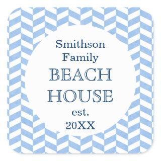 Herringbone Blue White Beach House Custom Sticker