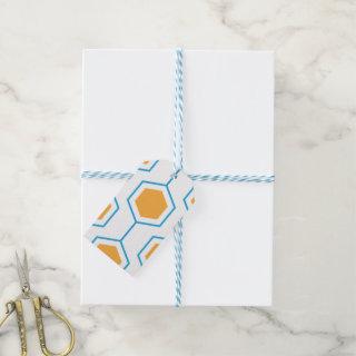 Hexagon abstract geometrical pattern in orange blu gift tags