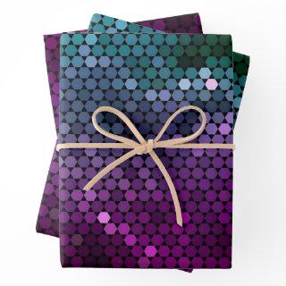 Hexagon geometric gradient Purple and Blue-Green  Sheets