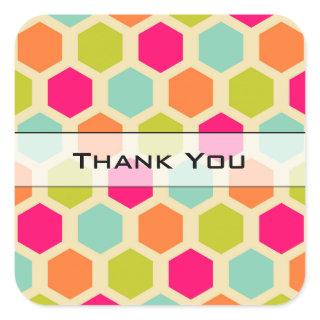 Hexagon Pattern in Vintage Colors Thank You Square Sticker