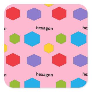Hexagon pattern on pink square sticker