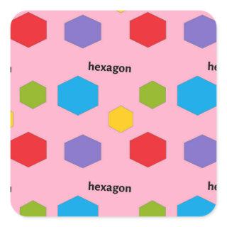 Hexagon pattern on pink square sticker