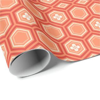 Hexagonal Kimono Print, Mandarin Orange