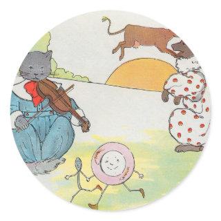 Hey, diddle, diddle!  The cat and the fiddle Classic Round Sticker