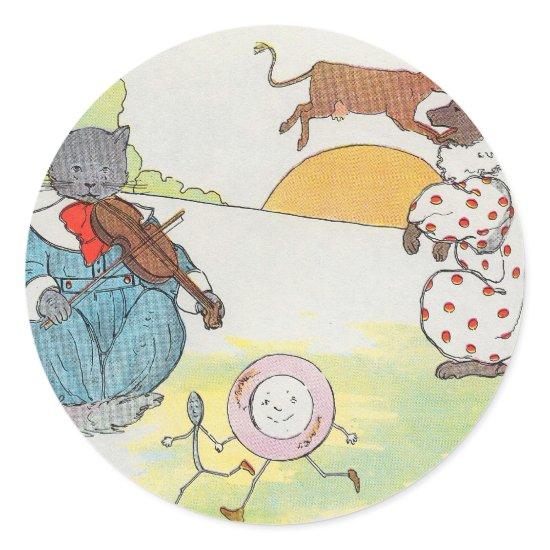 Hey, diddle, diddle!  The cat and the fiddle Classic Round Sticker
