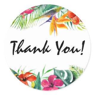 Hibiscus Flower Tropical Paradise Hawaii Thank You Classic Round Sticker