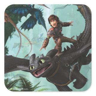 Hiccup Riding Toothless "Dragon Rider" Scene Square Sticker