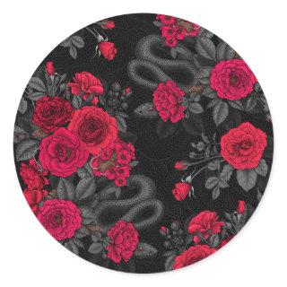 Hidden in the roses classic round sticker