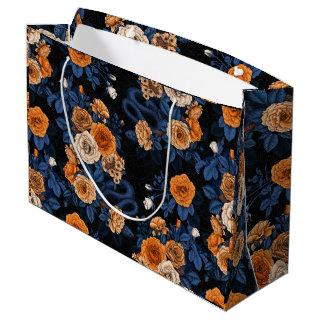 Hidden in the roses, orange and blue large gift bag
