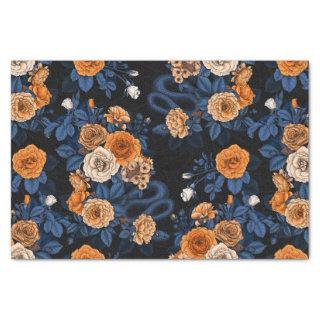 Hidden in the roses, orange and blue tissue paper