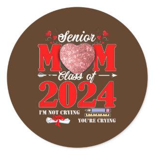 High School College Senior Mom Class of 2024 Classic Round Sticker
