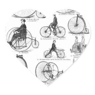 High Wheeler Bicycle Penny Farthing Heart Sticker