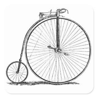 High Wheeler Bicycle Penny Farthing Square Sticker