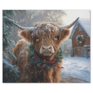 Highland Cow Rustic Barnyard Christmas Decoupage