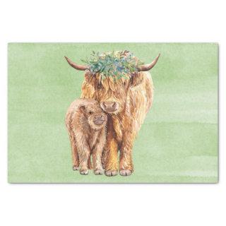 Highland Cow Scotland Mama Baby Calf Tissue Paper