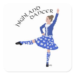 Highland Dancer in Blue Square Sticker