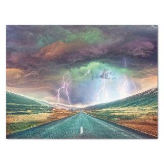 Highway Lightning Landscape Greeting Tissue Paper