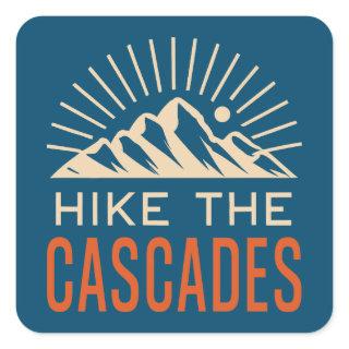 Hike The Cascades Sunburst Square Sticker