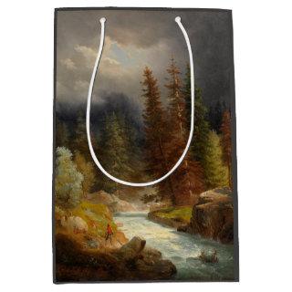 Hiker Beside a Torrential River (by Achenbach) Medium Gift Bag