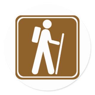 Hiking Highway Sign Classic Round Sticker