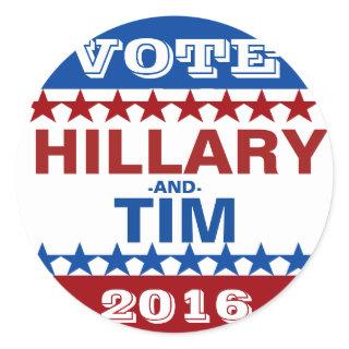 Hillary Clinton and Tim Kaine 2016 Classic Round Sticker
